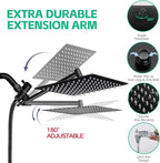 Shower Head,10”Rain Shower Head with Handheld Spray Combo and Adjustable Extension Arm/3-Way Flow Regulator/Shower System,High Pressure Rain Fall Hose,Matt Black