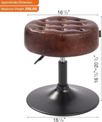 Furniliving Mid-Century Tufted Adjustable Swivel Makeup Ottoman Stool; Modern Big Size Round Vanity Stool Chair for Bedroom Living Room (Darkbrown)