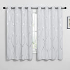 NICETOWN Greyish White Blackout Curtains for Bedroom, Microfiber Noise Reducing Thermal Insulated Wave Line Foil Print Design Blackout Curtains for Office, Classroom (2 Panels, 52 x 45 Inch)