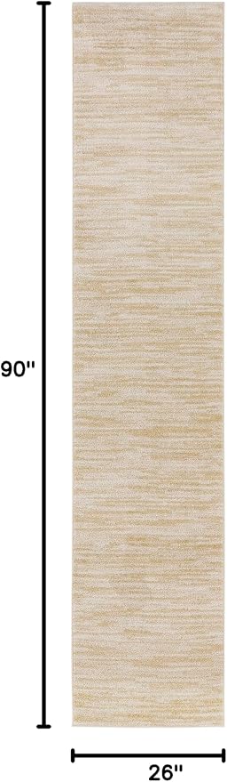 Nourison Home Nourison Essentials Ivory Gold 2'2" x 7'6" Area Rug - Easy Clean, Non Shedding, Bed Room, Living Room, Dining Room, Kitchen (8' Runner)