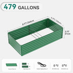 YITAHOME 96x48x24 in 2pcs Galvanized Raised Garden Bed Kit, Large Metal Planter Box with Gloves, Safety Rubber & Support Rod, Outdoor Flower Bed for Plants Vegetables, Green