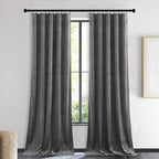 NICETOWN Living Room Grey Velvet Curtains, Sound and Sunlight Reducing Heavy Matt Rod Pocket Drapes/Panels for High Celling Wall (2 Panel Per Pack, 90 inches Long)