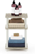 Furinno JUST Side Table, 3-Tier End Table, Open Shelves Night Stand, Bedside Table, Toolless Assembly, for Living Room, Bedroom, Bathroom, Sonoma Oak