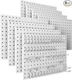 Peg Board, 8 Pack Metal Pegboard Panels with 50 Hooks, White Pegboards Wall Organizer, Peg Board for Walls Home, Garage Tool Storage, Office Organization, Craft Room,Christmas Gifts