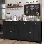 4 EVER WINNER Buffet Cabinet with Storage, 55" Black Sideboard Buffet Cabinet with Drawers and Doors, Coffee Bar for Dining Room
