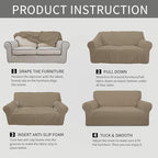 Easy-Going Stretch Sofa Slipcover 1-Piece Sofa Cover Furniture Protector Couch Soft with Elastic Bottom for Kids, Polyester Spandex Jacquard Fabric Small Checks (Sofa, Natural)