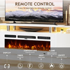 80" Entertainment Center & TV Stand, Modern Media Console with Storage Cabinet, Fits TVs up to 90", Living Room Furniture, 36" Electric Fireplace (All White)