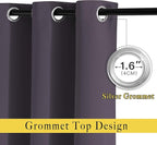 NICETOWN Greyish Purple Room Darkening Curtains for Living Room, Grommet Thermal Curtains Light & Sound Reducing Window Treatments for Bedroom/Home Family, W46 x L102