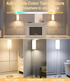 luckystyle LED Floor Lamp for Living Room, Dimmable Standing Lamps with Foot Switch,Remote Custom Color Temperature Silver Pole Lamp with Lampshade,12W Led Bulb Tall Lamps for Bedroom Office Kid Room