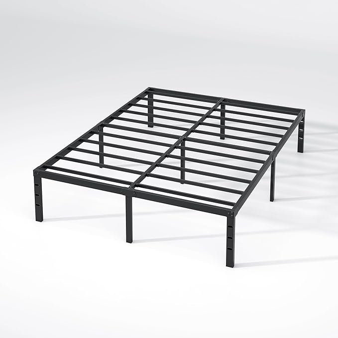 Metal Bed Frame,Full Size Bed Frame with Storage Space,Heavy Duty Sturdy Mattress Foundation,Easy Assembly,No Box Spring Needed, Black,12 Inch,Full