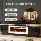 70" TV Stand for Living Room, Modern Entertainment Center & Media Console, Fits TVs up to 80", Storage Cabinet with Shelves, 36" Electric Fireplace with LED Flame