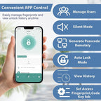 Fingerprint Door Lock Biometric Door Knob with Keypad Keyless Entry, 5-in-1 Door Locks for Bedrooms(Fingerprint/App/Code/Key/IC Card), Home Hotel Office Apartment Black