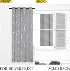 NICETOWN Blackout Curtains 63 inch Length 2 Panels, Silver Grey Window Treatment Thermal Insulated Soundproof Grommet Wave Line Foil Print Design Draperies for Living Room (52 inches Wide)
