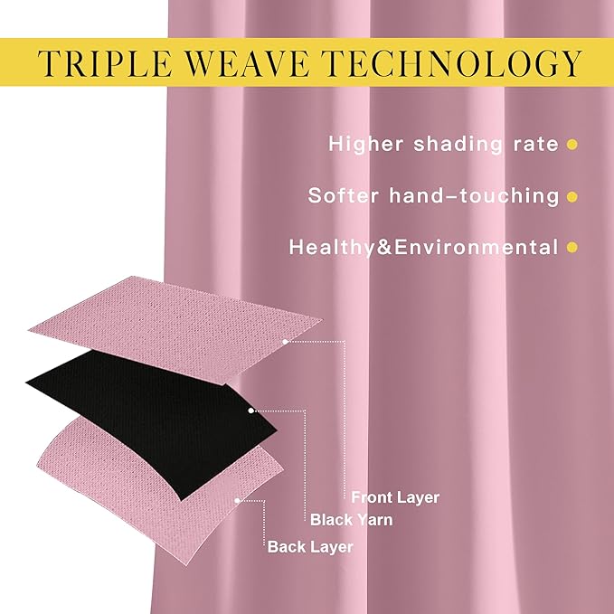 NICETOWN Blackout Curtain Drape for Bedroom - Light Reducing Thermal Insulated Solid Grommet Room Darkening Window Curtain 90 inches Long for Living Room (Rouge Pink, 1 Piece, W66 x L90)