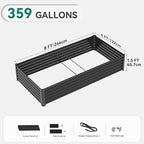 YITAHOME 96x48x18 in Galvanized Raised Garden Bed Kit, Large Metal Planter Box with Gloves, Safety Rubber & Support Rod, Outdoor Flower Bed for Plants Vegetables, Black