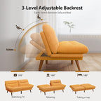 Pipishell Futon Sofa Bed, 66 Inch Corduroy Futon Couch Convertible with Adjustable Backrest and Armrests, Recliner Sleeper Sofa for Small Spaces, Living Room, Office, Guest Room (Yellow, 66 Inch) | Adjustable