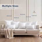 MIULEE Throw Pillows Inserts, Pack of 4 12x20 Inch 100% Virgin Fiber Filling Bed Couch Pillows