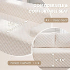 Modular Sectional Sofa Couches L-Shape Couch 3 Seat Modular Sofa Memory Foam Sectional Couches for Living Room, Cloud Couch with Oversized Chaise (White Check, 96" Left Facing Chaise)