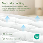 Ultra Soft Full Size Mattress Topper - Viscose Made from Bamboo Pillow Top Mattress Pad for Back Pain Relief - Naturally Cooling for Hot Sleepers, White