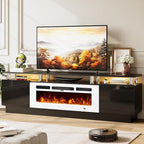 70" TV Stand for Living Room, Modern Entertainment Center & Media Console, Fits TVs up to 80", Storage Cabinet with Shelves, 36" Electric Fireplace with LED Flame