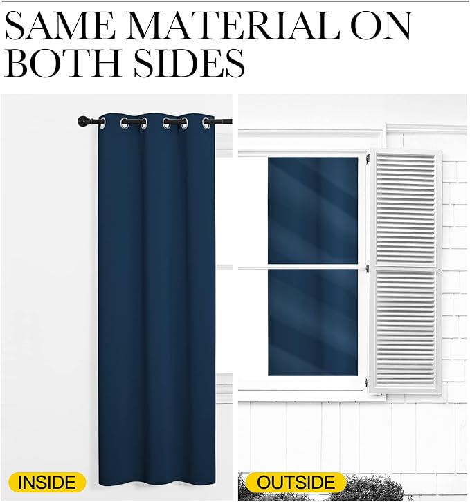 NICETOWN Patio Glass Door Blackout Curtains for Bedroom/Living Room, Privacy Panel Drapes for Dining and Guest Room (Moroccan Blue, 42 inches Wide x 90 inches Long, 1 Pair)