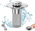 Bathroom Sink Drain Strainer, Pop Up Sink Drain Filter with Removable Stainless Steel Filter Basket Hair Catcher, Bathroom Sink Drain Stopper, for Us Bathroom Sink Stopper Replacement (1pcs)
