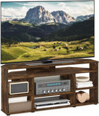 Furinno BESI TV Stand, No Tools Assembly Industrial Style Entertainment Center, TV Console for TV up to 46 Inch, for Living Room, Bedroom, Amber Pine