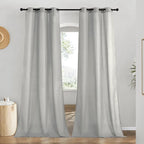 NICETOWN Linen Gray Window Curtains 84 inches Long, Grommet Thick Linen Blend Window Treatments Privacy Assured with Light Filtering for Bedroom/Living Room, W42 x L84
