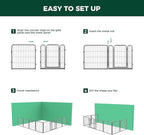 FXW Garden Fence Outdoor for The Yard – 24in(H) x 88.8ft(L) Heavy Duty Metal Animal Barrier for Dog and Rabbit, Decorative Dog Fence, 48 Panels, Silver