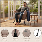 Welnow Lazy Chair for Living Room, Modern Reading Accent Chair with Armrests and a Side Pocket, Leisure Upholstered Lazy Sofa for Small Space, Bedroom, Dorm, Khaki