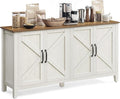 VASAGLE LIRY Collection - Storage Cabinet, Buffet Cabinet, Sideboard, Credenza, with Adjustable Shelves, for Living Room, Entryway, Rustic White and Honey Brown ULSC381W01