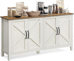 VASAGLE LIRY Collection - Storage Cabinet, Buffet Cabinet, Sideboard, Credenza, with Adjustable Shelves, for Living Room, Entryway, Rustic White and Honey Brown ULSC381W01