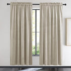 NICETOWN Camel Velvet Curtains 72 Inch Long 52 Wide, Room Darkening Temp Balance Drapes for Living Room Farmhouse Style Window Treatment for Apartment