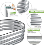 SnugNiture Galvanized Raised Garden Bed Outdoor, 2 Pcs 4x2x1ft Oval Metal Planter Box for Planting Plants Vegetables, Silver
