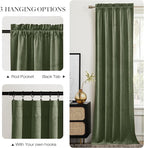 NICETOWN Sage Green Blackout Curtains 90 inches Long 2 Panels (52-inch Wide), Farmhouse and Sleek Velvet Drapes and Curtains for Doorway, Office, Dorm