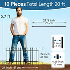 Metal Garden Fence 24 inch H x 24 inch W (10 Panels, Total Length 20 ft) Decorative Fence Border Fence Landscape Fencing for Dog, Flower Bed, Yard, Animal Barrier