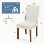 DUMOS Dining Chairs Set of 6, Moden PU Kitchen Table Chairs with Wooden Legs and Padded Seat for Dining Room/Kitchen/Living Room/Restaurant, Beige
