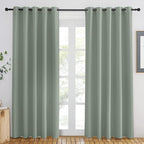 NICETOWN Blackout Sage Green Curtain for Windows 84 inch Long - Thermal Insulated Solid Grommet Room Darkening Drape Sound Reducing for Bedroom/Living Room (1 Panel, W66 x L84)