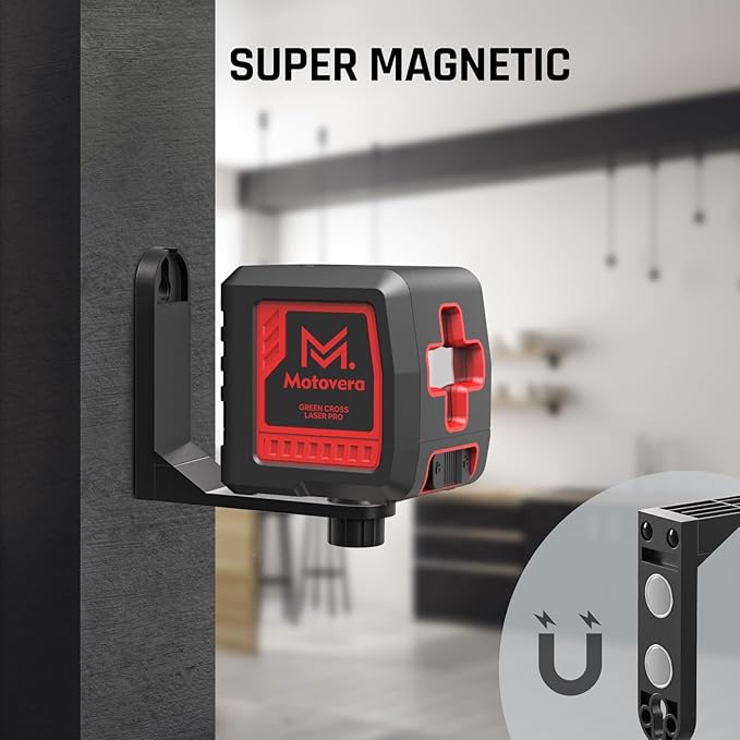 Self-Leveling Laser Level, 100Ft Green Cross Line Rotary Laser Tool - 4 Brightness Modes, Manual & Pulse Mode for Indoor/Outdoor Use, IP54 Waterproof with Carrying Bag