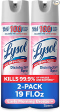 Lysol Disinfectant Spray, Sanitizing And Antibacterial Spray, For Disinfecting And Deodorizing, Early Morning Breeze, 19 Fl Oz (Pack Of 2), Packaging May Vary