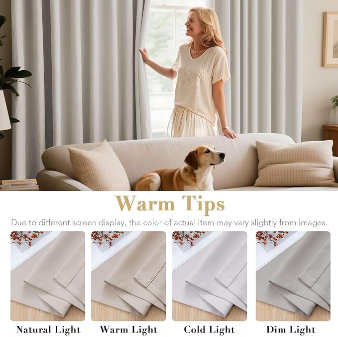H.VERSAILTEX Room Darkening Curtains for Bedroom Thermal Insulated Living Room Curtains 120 Inch Long Grommet Privacy Protection Window Curtain Panels/Drapes for Nursery, 2 Panels, Ivory/Cream
