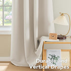 H.VERSAILTEX Blackout Window Curtain Panels Thermal Insulated Room Darkening Solid Grommet Curtains/Drapes for Bedroom Privacy Protection (Set of 2 Panels,52 by 63 Inch Long, Natural)