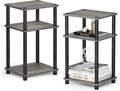 Furinno JUST Side Table Set of 2, 3-Tier End Tables, Open Shelves Night Stand, Nightstand, Toolless Assembly, for Living Room, Bedroom, French Oak