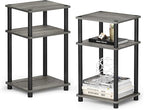 Furinno JUST Side Table Set of 2, 3-Tier End Tables, Open Shelves Night Stand, Nightstand, Toolless Assembly, for Living Room, Bedroom, French Oak