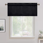 NICETOWN Black Velvet Valance Curtains for Windows 16 inch Length, Kitchen Window Treatment Room Darkening, W52 x L16, 1 Panel