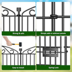 12 Panel Garden Fence with Gate - 36in H x 24.9ft L, No Dig Rustproof Metal Tall Animal Barrier for Dogs Rabbits, Decorative Outdoor Border for Yard, Patio, and Flower Beds