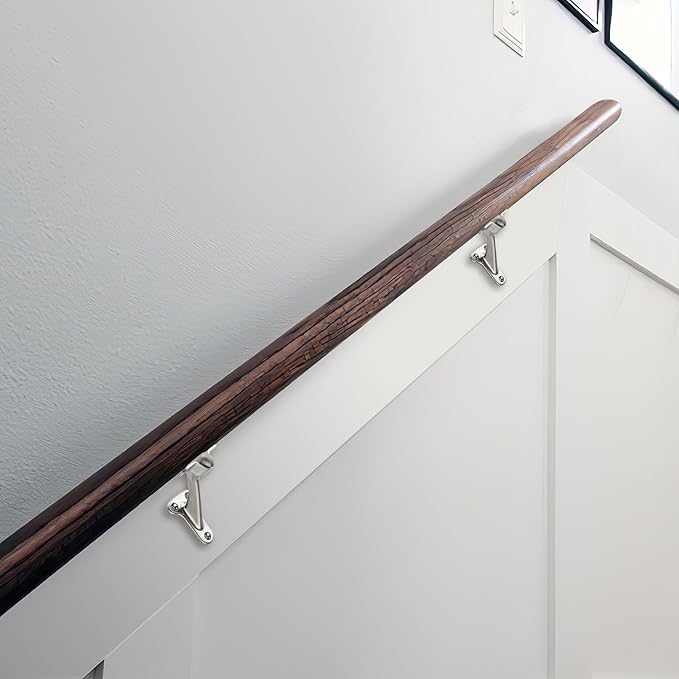 khtumeware 6 Pack 3 Inch Brushed Nickel Hand Rail Bracket Heavy Duty Hardware for Stairways, Home or Office Vintage Stair Support Satin Nickel Handrail Brackets
