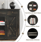 4 EVER WINNER 55" Coffee Bar with 4 Glass Doors and 3 Drawers, Sideboard Buffet Cabinet with Storage, Farmhouse Coffee Bar Cabinet with Adjustable Shelves for Kitchen, Dining Room, Rustic Oak