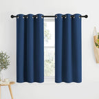 NICETOWN Short Blackout Curtains for Kitchen Window - Grommet Room Darkening Voice Reducing Solid Thermal Curtains & Drapes for Small Windows, Moroccan Blue, W34 x L50, 2 Panels