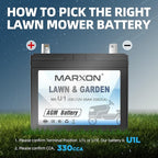MARXON U1 12v 330CCA Riding Lawn Mower Battery, Garden Tractors Battery Maintenance Free AGM Batteries Compatible with Troy-Bilt John Deere Toro Cub Cadet Craftsman Ariens Poulan Pro Massey Ferguson